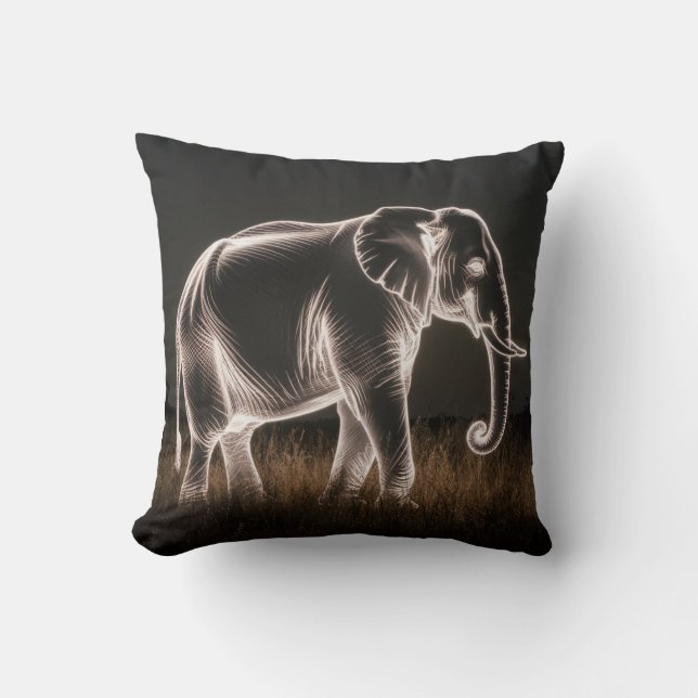 Luminous Elephant Silhouette Cushion (Front)