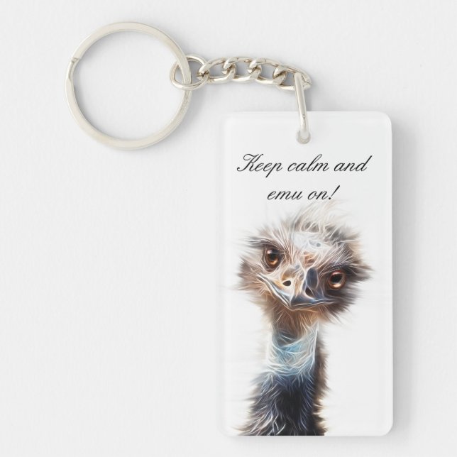 Luminous Emu art Chicken keychain (Front)