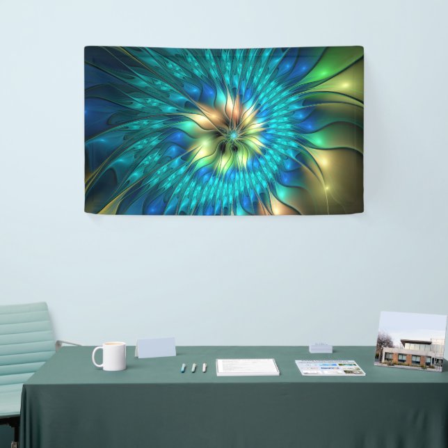 Luminous Fantasy Flower, Colourful Abstract Fracta Banner (Tradeshow)