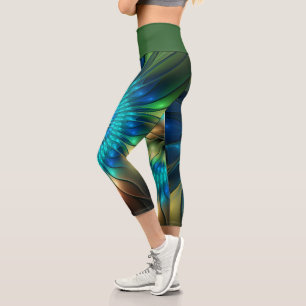 Luminous Fantasy Flower, Colourful Abstract Fracta Capri Leggings