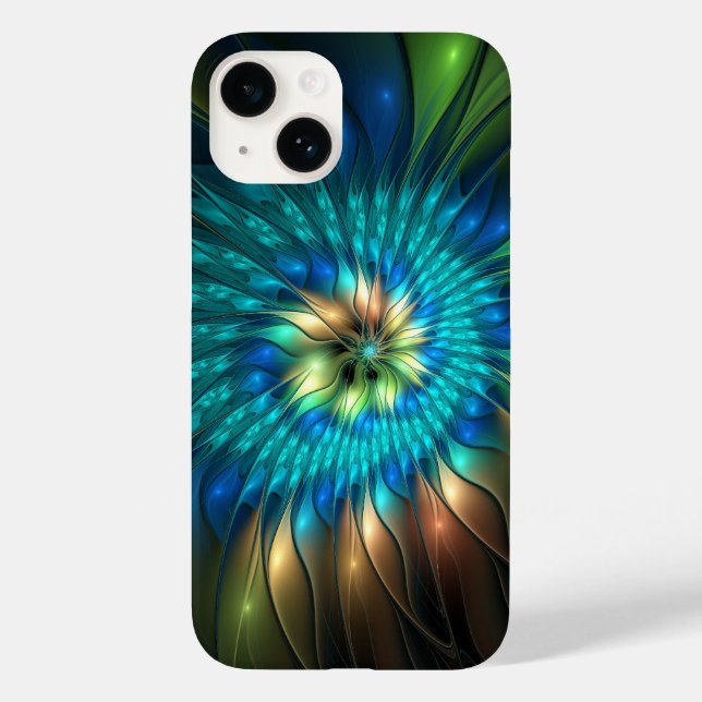 Luminous Fantasy Flower, Colourful Abstract Fracta Case-Mate iPhone Case (Back)