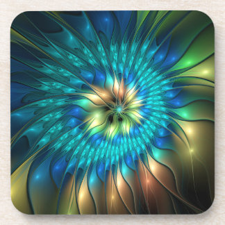 Luminous Fantasy Flower, Colourful Abstract Fracta Coaster