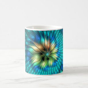 Luminous Fantasy Flower, Colourful Abstract Fracta Coffee Mug
