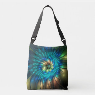 Luminous Fantasy Flower, Colourful Abstract Fracta Crossbody Bag