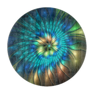 Luminous Fantasy Flower, Colourful Abstract Fracta Cutting Board
