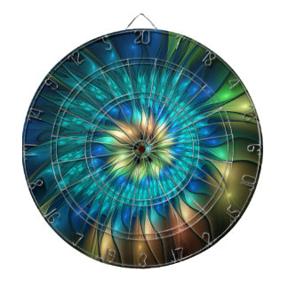 Luminous Fantasy Flower, Colourful Abstract Fracta Dartboard