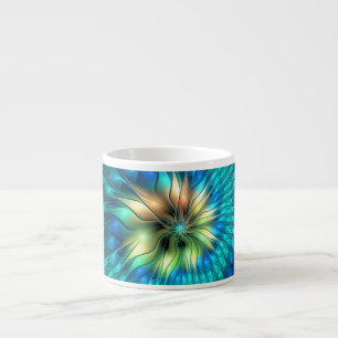 Luminous Fantasy Flower, Colourful Abstract Fracta Espresso Cup
