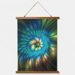 Luminous Fantasy Flower, Colourful Abstract Fracta Hanging Tapestry