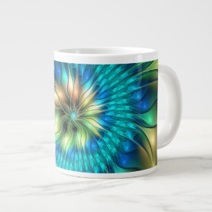 Luminous Fantasy Flower, Colourful Abstract Fracta Large Coffee Mug