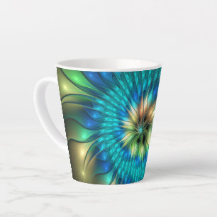 Luminous Fantasy Flower, Colourful Abstract Fracta Latte Mug