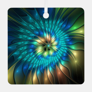 Luminous Fantasy Flower, Colourful Abstract Fracta Metal Tree Decoration