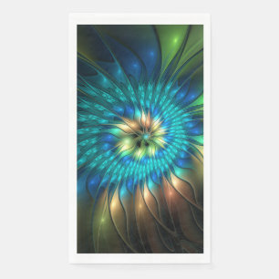 Luminous Fantasy Flower, Colourful Abstract Fracta Napkin