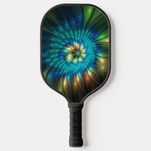 Luminous Fantasy Flower, Colourful Abstract Fracta Pickleball Paddle