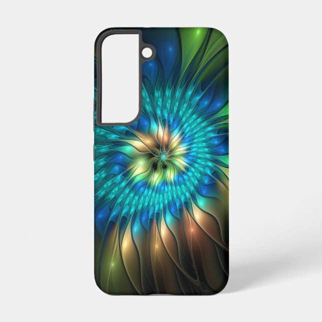 Luminous Fantasy Flower, Colourful Abstract Fracta Samsung Galaxy S22 Case (Back)