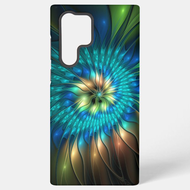 Luminous Fantasy Flower, Colourful Abstract Fracta Samsung Galaxy S22 Ultra Case (Back)