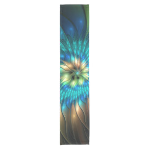Luminous Fantasy Flower, Colourful Abstract Fracta Short Table Runner