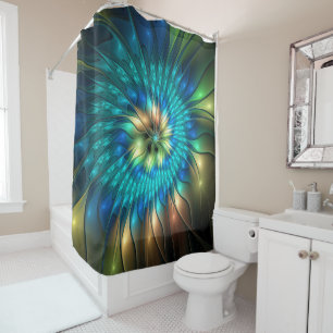 Luminous Fantasy Flower, Colourful Abstract Fracta Shower Curtain