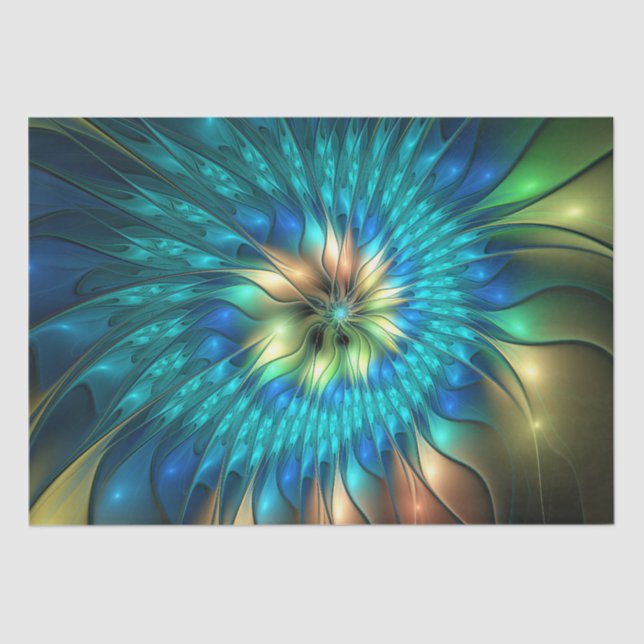 Luminous Fantasy Flower, Colourful Abstract Fracta Tissue Paper (Front)