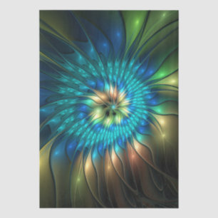 Luminous Fantasy Flower, Colourful Abstract Fracta Tissue Paper