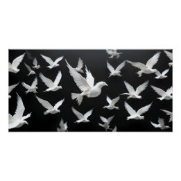 Luminous Flock in Dark Void Poster