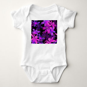 Luminous floral pattern, neon jungle lights. baby bodysuit