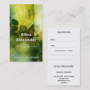 Luminous Flow Green Abstract Watercolor Business Card