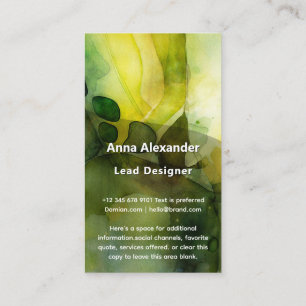 Luminous Flow Green Abstract Watercolor Business Card