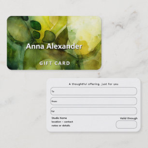 Luminous Flow   Green Abstract Watercolor  Business Card