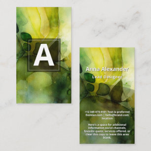 Luminous Flow Green Abstract Watercolor Business Card