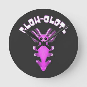 Luminous Galaxy Axolotl Digital Art Round Clock