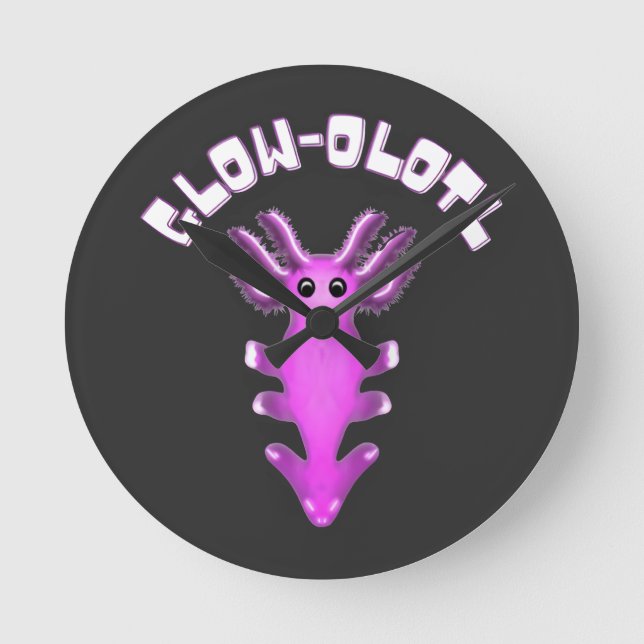 Luminous Galaxy Axolotl Digital Art Round Clock (Front)
