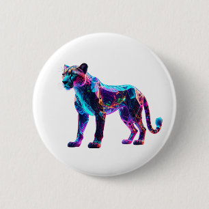 Luminous Glass Cheetah– Unique Luxury Home  6 Cm Round Badge