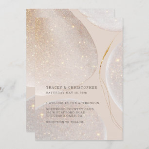 Luminous Gold & Blush Fawn Shimmer Wedding Invitation