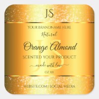 Luminous Gold Orange Sparkly Glitter with Initials