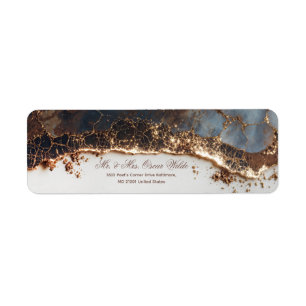 Luminous Gold Vein Mineral Agate Return Address Label