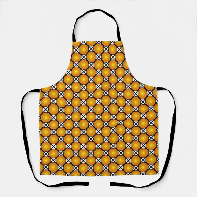 Luminous Golden Dots Black White Lattice Pattern Apron (Front)