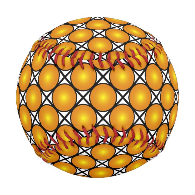 Luminous Golden Dots Black White Lattice Pattern Baseball (Front)