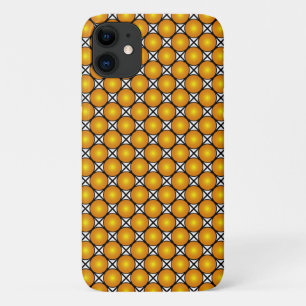 Luminous Golden Dots Black White Lattice Pattern iPhone 11 Case