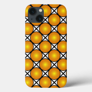 Luminous Golden Dots Black White Lattice Pattern iPhone 13 Case