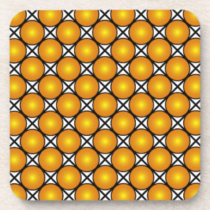 Luminous Golden Dots Black White Lattice Pattern Coaster