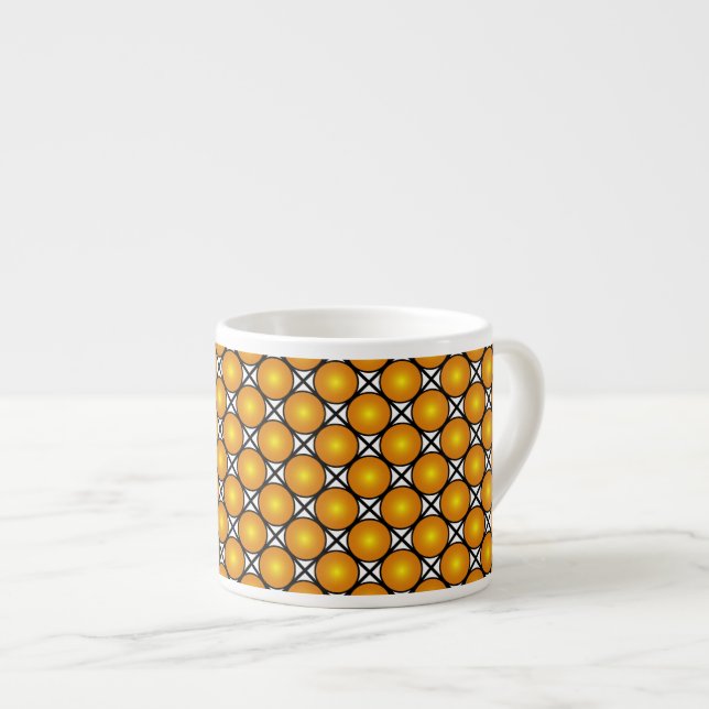 Luminous Golden Dots Black White Lattice Pattern Espresso Cup (Front Right)