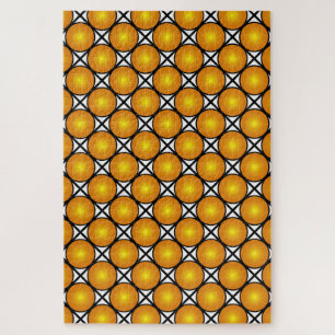 Luminous Golden Dots Black White Lattice Pattern Jigsaw Puzzle