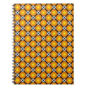 Luminous Golden Dots Black White Lattice Pattern Notebook
