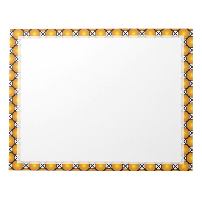 Luminous Golden Dots Black White Lattice Pattern Notepad (Front)