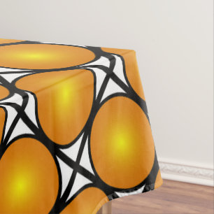 Luminous Golden Dots Black White Lattice Pattern Tablecloth
