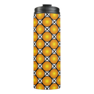 Luminous Golden Dots Black White Lattice Pattern Thermal Tumbler
