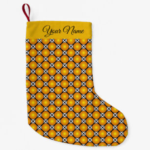 Luminous Golden Dots Black White Pattern Own Name Small Christmas Stocking