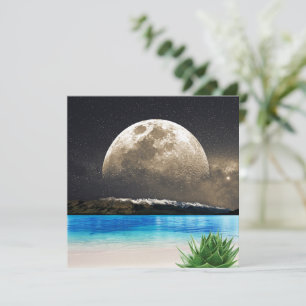 Luminous Golden Full Moon Tropical Turquoise Beach