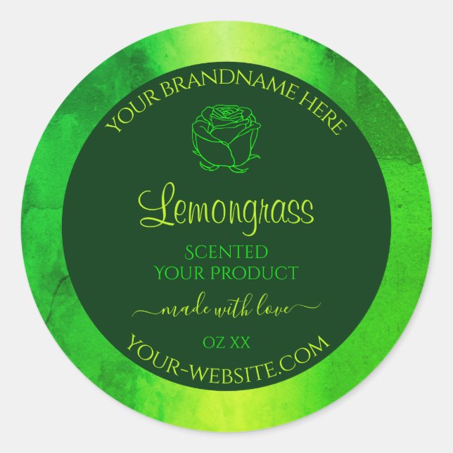 Luminous Green Marble Pattern Product Label Floral (Front)