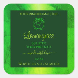 Luminous Green Marble Pattern Product Label Floral